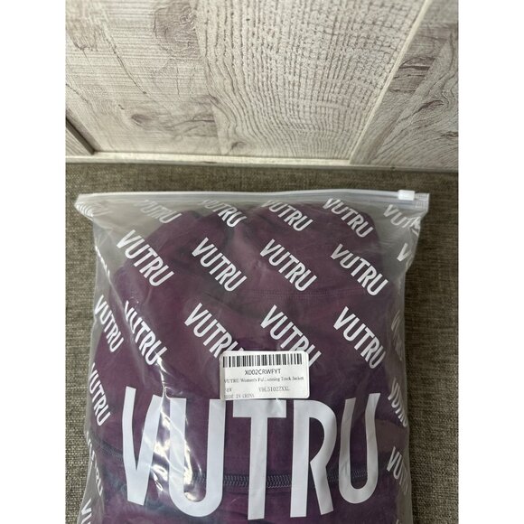 Womens 2XL Maroon Hooded Full Zip Athletic Jacket With Pockets Thumb Holes - Picture 8 of 9